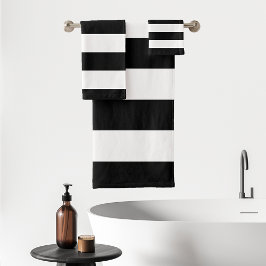 Bold Awning Stripes Black White Bad Handdoek