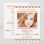 Bold Aztec Tribal Photo Graduparty Kaart (Voorkant / Achterkant)