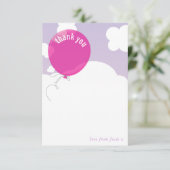 BOLD BALLON dank u notitie paarse lucht roze Kaart (Staand voorkant)