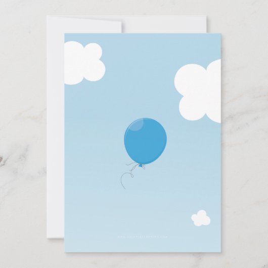 BOLD BALLOON verjaardagsfeestje nodigen blauwe luc Kaart (Achterkant)