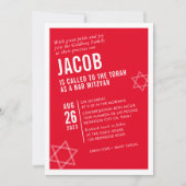 BOLD BAR MITZVAH eenvoudige, moderne hoek rood wit Kaart (Voorkant)