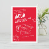 BOLD BAR MITZVAH eenvoudige, moderne hoek rood wit Kaart (Staand voorkant)