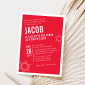 BOLD BAR MITZVAH eenvoudige, moderne hoek rood wit Kaart