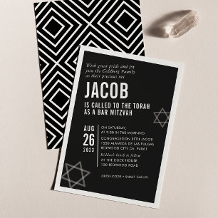 BOLD BAR MITZVAH eenvoudige, moderne hoek zwart wi Kaart