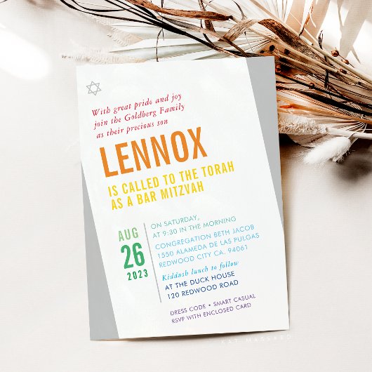 BOLD BAR MITZVAH heldere moderne hoek kleurrijk Kaart