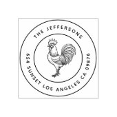 Bold Barnyard Chic Rooster Familie Adres Rubberstempel (Afrduk)
