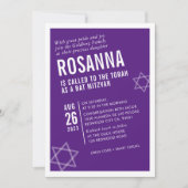 BOLD BAT MITZVAH eenvoudige moderne hoek paars wit Kaart (Voorkant)