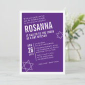 BOLD BAT MITZVAH eenvoudige moderne hoek paars wit Kaart (Staand voorkant)