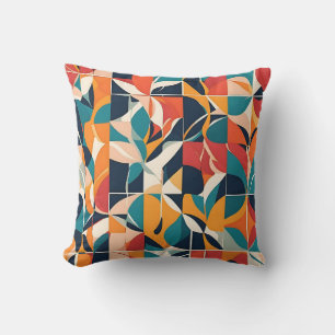 Bold Bauhaus Bloemen: Levendig geometrisch ontwerp Kussen