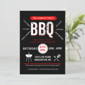 Bold BBQ Picnic Invitation, Barbecue Invite Kaart (Staand voorkant)