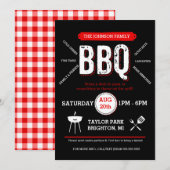 Bold BBQ Picnic Invitation, Barbecue Invite Kaart (Voorkant / Achterkant)
