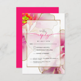Bold Beauful Scarlet Peony Meal Choice RSVP-kaart RSVP Kaartje