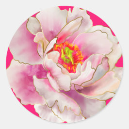 Bold Beauful Scarlet Peony Ronde Sticker