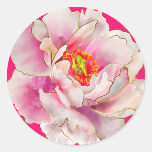 Bold Beauful Scarlet Peony Ronde Sticker (Voorkant)