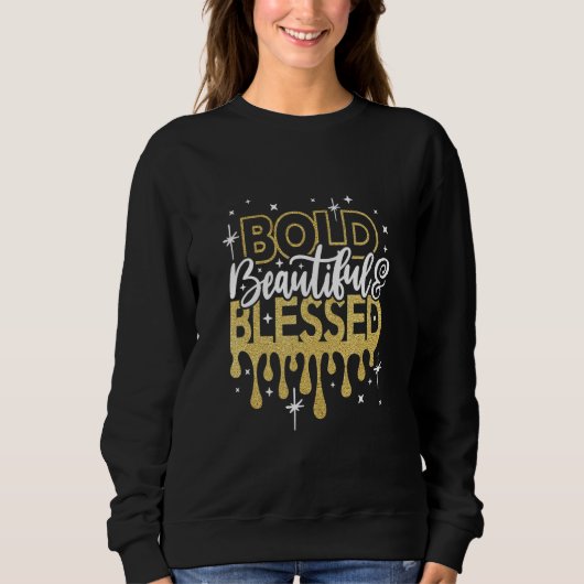 Bold beautiful blessed Bling Rhinestone Woman Chri Trui (Voorkant)