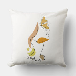 Bold Beauty Vrouwen Empowerment Gezichtslijn Kunst Kussen