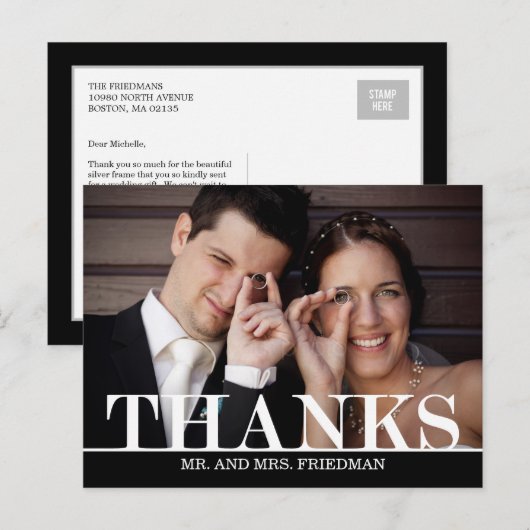Bold Bedankt bruiloft dank je kaart (Voorkant / Achterkant)