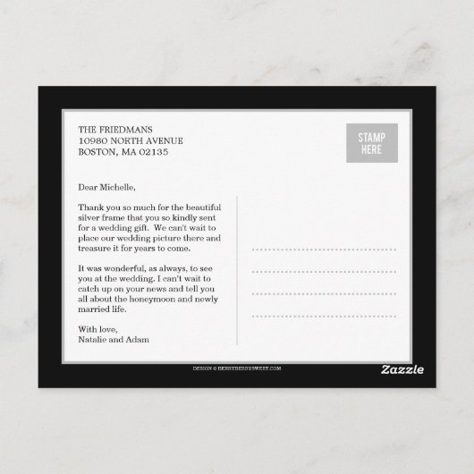 Bold Bedankt bruiloft dank je kaart (Achterkant)