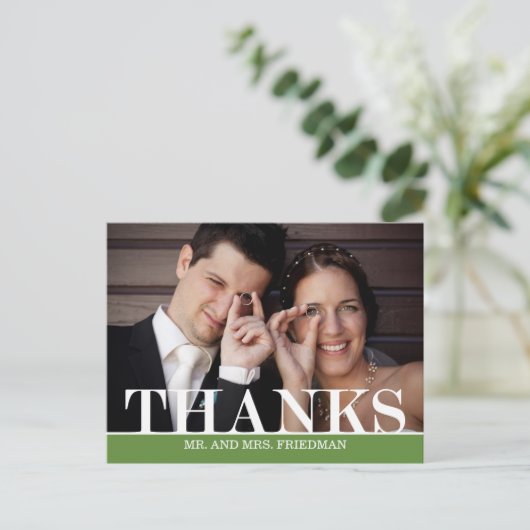 Bold Bedankt bruiloft dank je kaart (Staand voorkant)