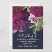 Bold Berry Fuchsia Floral Bouquet Chic Wedding Kaart (Voorkant)