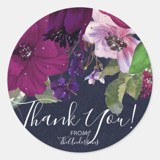 Bold Berry Fuchsia Floral Bouquet Chic Wedding Ronde Sticker (Voorkant)
