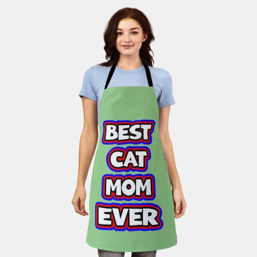 Bold Beste Kattenmoeder Ooit Leuke Typografie Schort (Gedragen)