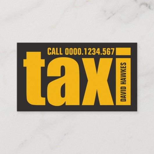 Bold Big TAXI Letters Striking Yellow Taxi Service Visitekaartje (Voorkant)