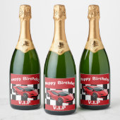 Bold Birthday Party Gift VIP Race Car Lover Sparkling Wijnetiket (Flessen)
