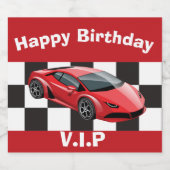 Bold Birthday Party Gift VIP Race Car Lover Sparkling Wijnetiket (Enkel label)