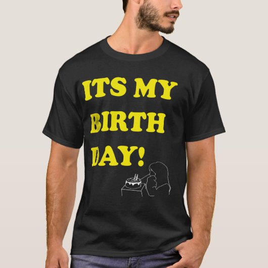 Bold Birthday Text Minimal Line Art T-shirt (Voorkant)