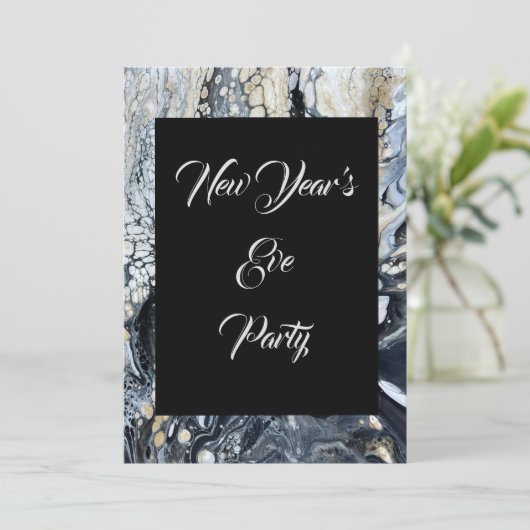 Bold Black Abstracte Uitnodiging (Staand voorkant)