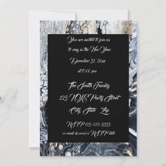 Bold Black Abstracte Uitnodiging (Achterkant)