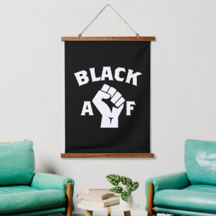 Bold Black AF Word Art Fist Hangend Wandkleed