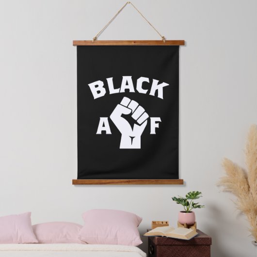 Bold Black AF Word Art Fist Hangend Wandkleed (Slaapkamer)