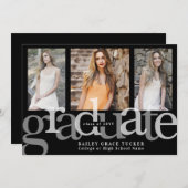 Bold Black Afstuderen Afstuderen Trio Collage Aankondiging (Voorkant / Achterkant)