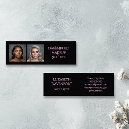 Bold Black and Blush Pink 2 Photo Mini Visitekaartje
