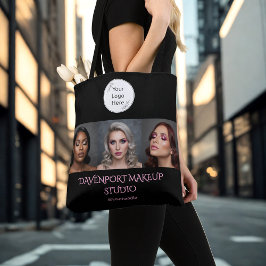 Bold Black and Blush Pink 3 Photo Tote Bag