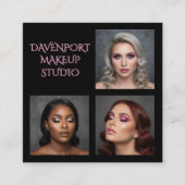 Bold Black and Blush Pink 3 Photo Vierkante Visitekaartje (Voorkant)