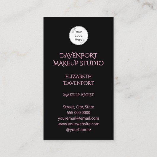 Bold Black and Blush Pink Social Icon QR Code Visitekaartje (Achterkant)