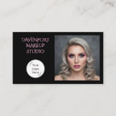 Bold Black and Blush Pink Social Icon QR Code Visitekaartje (Voorkant)