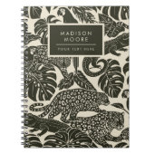 Bold Black and Cream Tropical Jungle Animals  Notitieboek (Voorkant)
