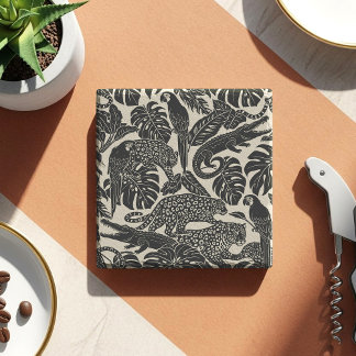 Bold Black and Cream Tropical Jungle Animals  Stenen Onderzetter