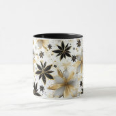 Bold Black and Gold Abstract Floral Mok (Midden)