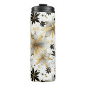 Bold Black and Gold Abstract Floral Thermosbeker (Voorkant)