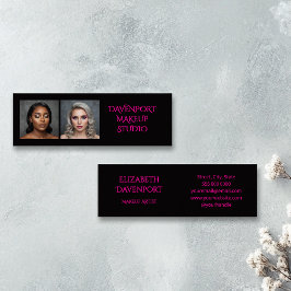 Bold Black and Hot Pink 2 Photo Mini Visitekaartje