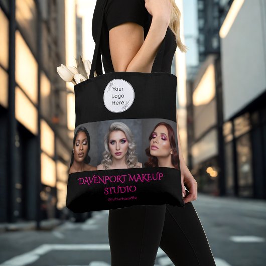 Bold Black and Hot Pink 3 Photo Tote Bag