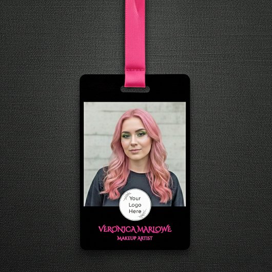 Bold Black and Hot Pink Photo Badge