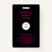 Bold Black and Hot Pink Photo Badge (Achterkant)