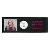 Bold Black and Hot Pink Photo Naambadge (Voorkant)