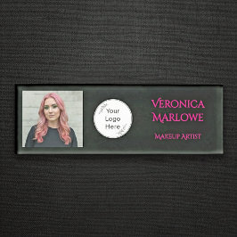 Bold Black and Hot Pink Photo Naambadge